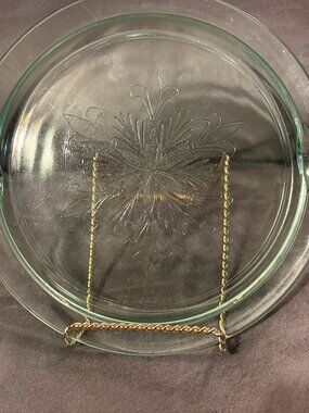 VTG 1930's Depression Glass Cake Plate/Tray-UV Reactive-10" D-Starburst PTN-VGUC